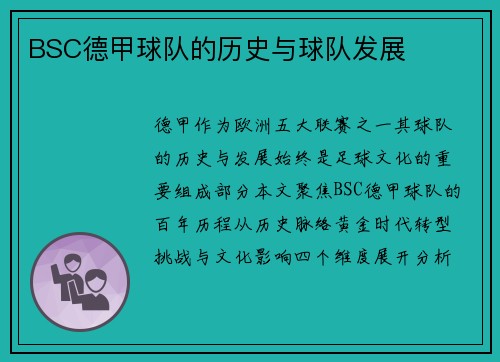 BSC德甲球队的历史与球队发展